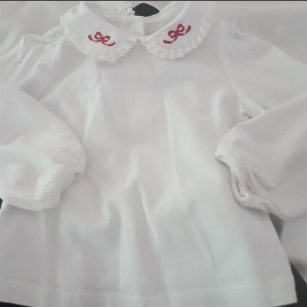 Janie and Jack white long sleeve shirt size 6-12 m